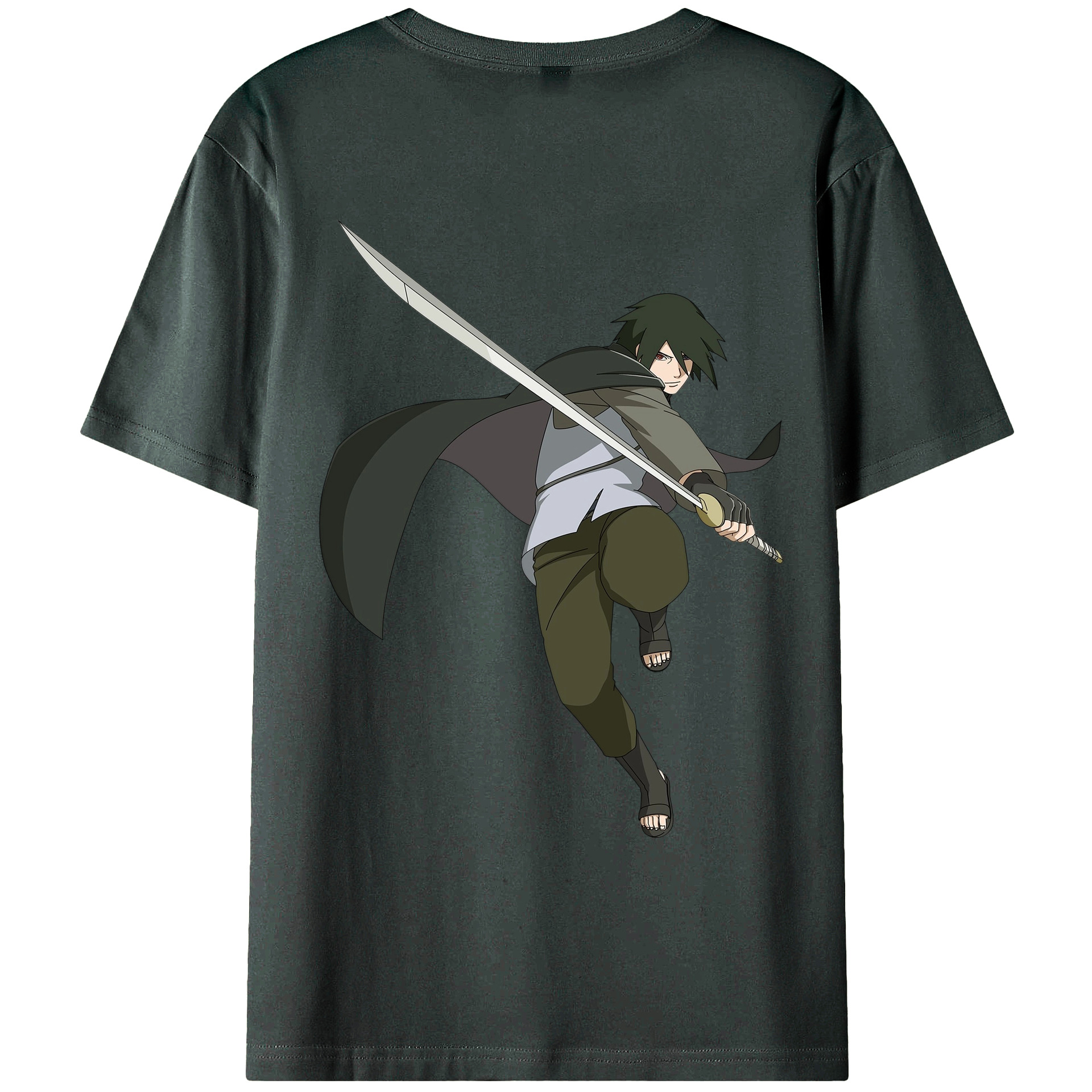 （画像用） NARUTO -ナルト- うちは サスケ Uchiha Sasuke 綿100％ メンズ半袖Tシャツ（バックプリント） 通気性